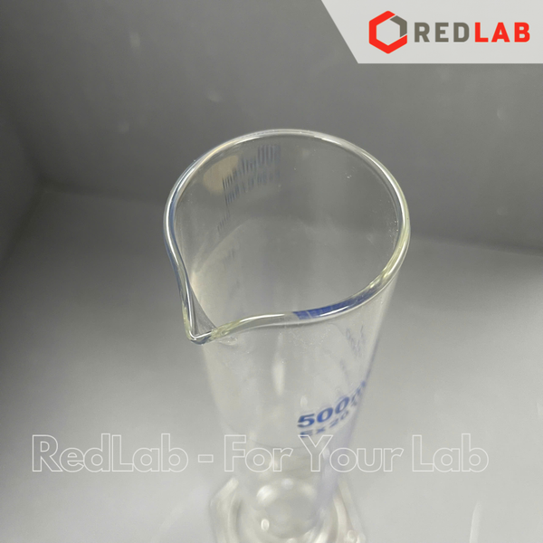 Ống đong thủy tinh GENLAB 5 10 25 50 100 250 500 1000 2000 ml đáy lục giác, vạch xanh, đong mẫu thí nghiệm, có VAT