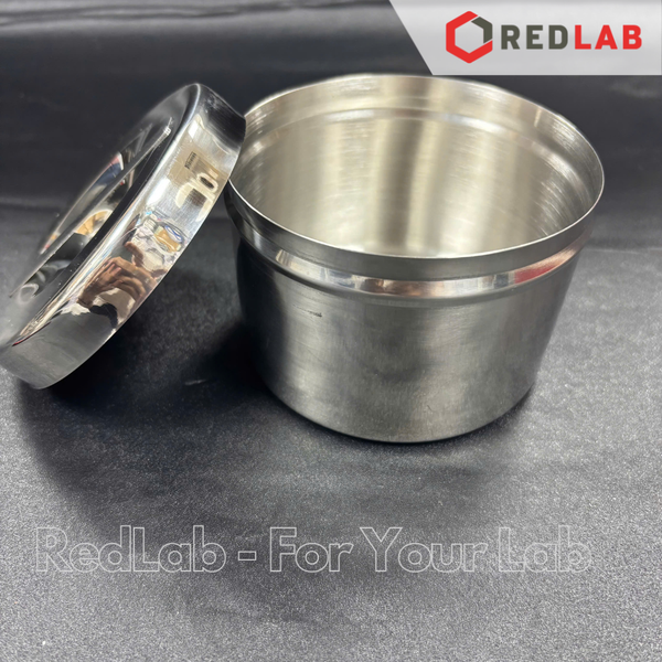 Hộp lưu mẫu inox, hộp gòn đúc Ø 7.5 8.5 10 cm dùng trong lab thí nghiệm, nghiên cứu, spa, có VAT