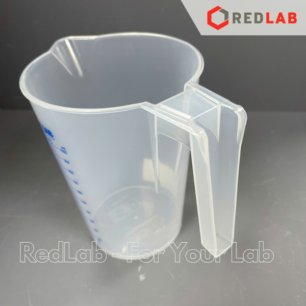 Ca nhựa PP có quai nửa vạch sơn xanh ISOLAB 100 250 500 1000 2000 ml, cốc đong hóa chất chịu nhiệt, có VAT