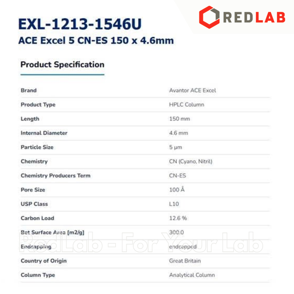 Cột sắc ký ACE Excel 5 CN-ES, 150x4.6mm, 5um EXL-1213-1546U, UHPLC/HPLC Column, thép không gỉ, có VAT