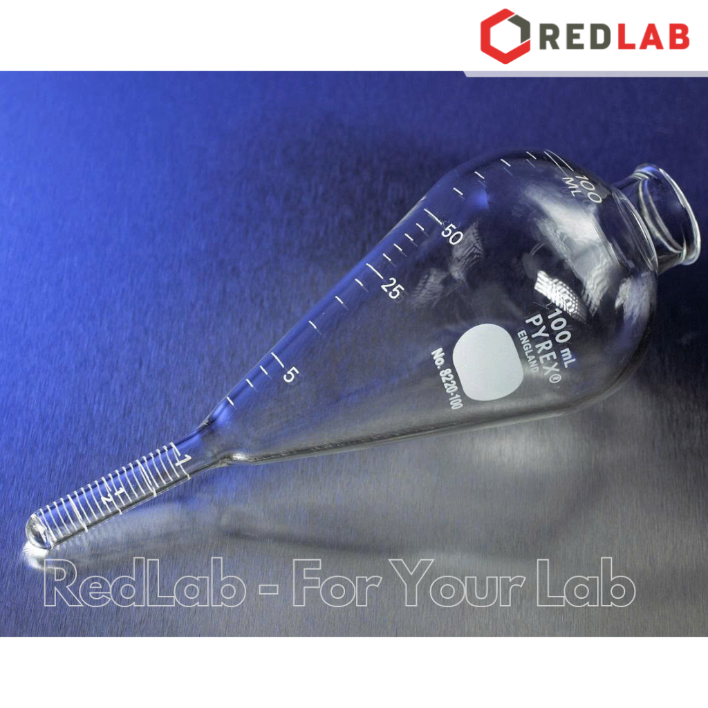 Ông ly tâm dầu thuỷ tinh 100ml, 58x158mm PYREX 8200-100 Centrifuge tube, Oil, Pear-shaped, graduated, có VAT