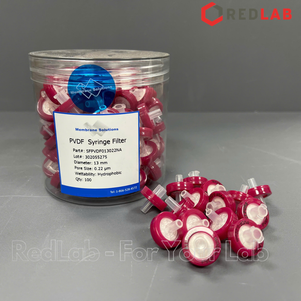 Đầu lọc sắc ký PVDF kị nước MEMBRANE SOLUTIONS 13mm lỗ lọc 0.22um / 0.45um, hydrophobic syringe filter, có VAT