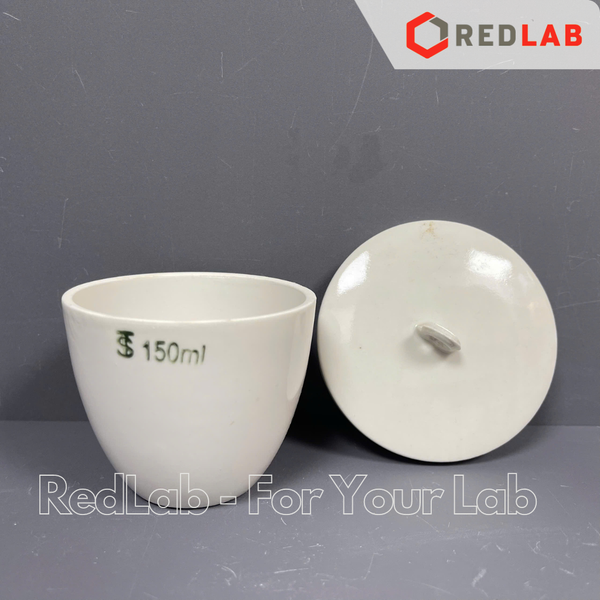 Chén nung sứ có nắp ONELAB Ø 30 40 50 100 200 300 ml, chịu nhiệt, dùng nung đốt mẫu thí nghiệm, có VAT