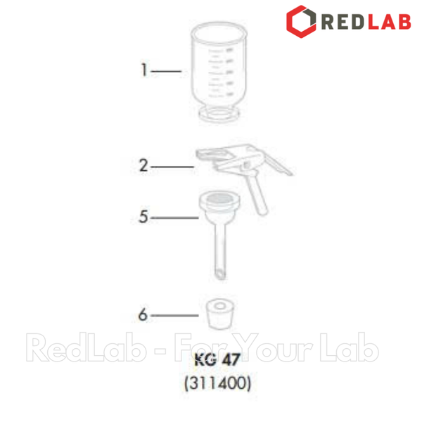 Bộ phễu lọc chân không ADVANTEC KG-47, phễu thuỷ tinh 300ml Ø 47mm, nút silicon, kẹp giữ, có VAT
