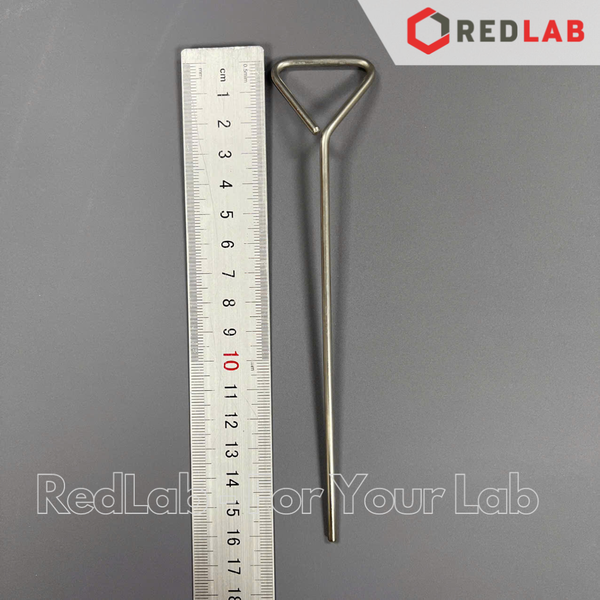 Que trang inox 15cm (que cấy trải vi sinh / que tam giác) dùng trong thí nghiệm nuôi cấy nấm men vi sinh, có VAT