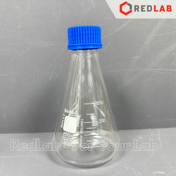 Bình tam giác nặp vặn xanh BIOHALL 50 100 150 250 500 1000 ML - GL25 GL45, chia vạch trắng, có VAT