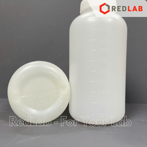 Chai nhựa PP trắng Việt Nam 500ml chia vạch nổi trắng, miệng rộng có nắp vặn và nắp đệm, có VAT
