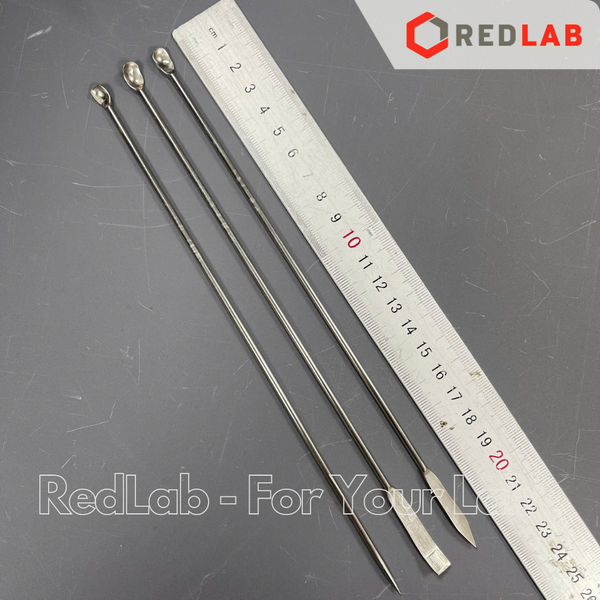 Bộ 3 thìa xúc hóa chất micro inox ONELAB dài 22cm đầu tròn, nhọn, dẹt, thìa cân, muỗng múc mẫu thí nghiệm, có VAT