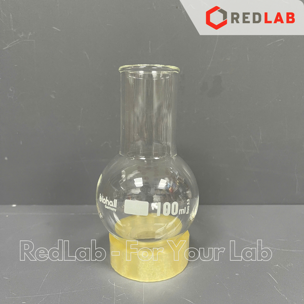Bình cầu đáy tròn cổ trơn BIOHALL 50 100 250 500 ml 1L 2L 3L 5L 10L 20L, mark trắng, có VAT