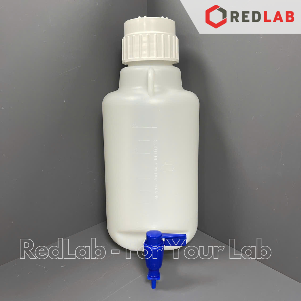 Bình nhựa HDPE có vòi DINLAB thể tích lớn 5 10 20 25 L, dùng trong thí nghiệm, có VAT