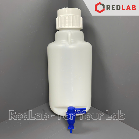 Bình nhựa HDPE có vòi DINLAB thể tích lớn 5 10 20 25 L, dùng trong thí nghiệm, có VAT
