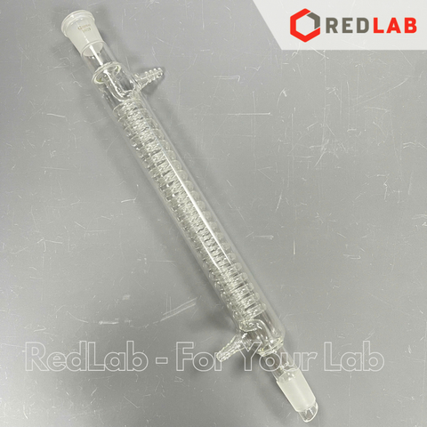 Ống sinh hàn thẳng, bóng, xoắn GENLAB 300mm, 2 cổ nhám 24/29 hoặc 29/32, dùng trong thí nghiệm chưng cất, ngưng tụ, có VAT