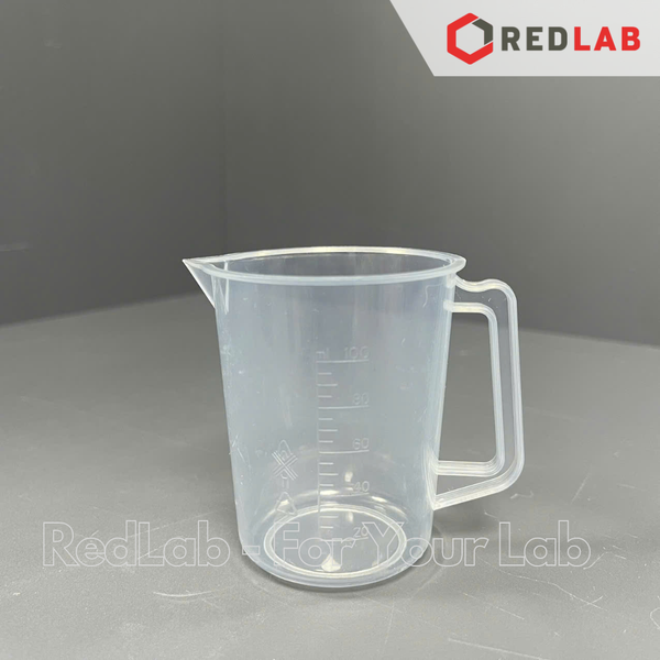 Ca nhựa PP có quai vạch nổi trắng ONELAB 100 250 500 1000 2000 3000 5000 ml, cốc đong thí nghiệm, chịu nhiệt, có VAT