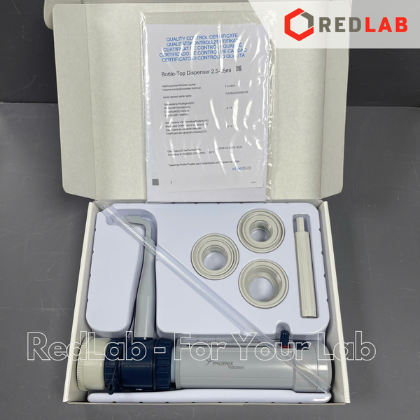 Dispenser PHOENIX Instrument 0.5-5 1-10 2.5-25 5-50 ml, bơm định lượng và phân phối mẫu thí nghiệm, có VAT