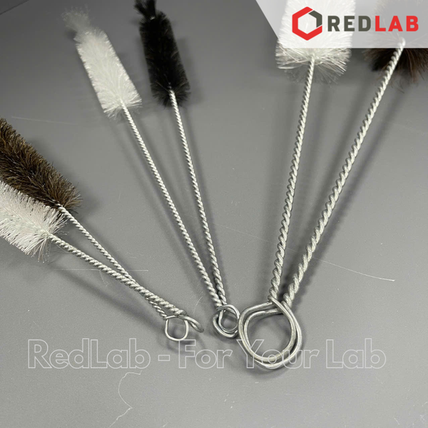 Chổi rửa dụng cụ thí nghiệm 20 30 40 cm trắng / đen, cọ rửa ống nghiệm, ống đong, cốc, chai, bình phòng lab, có VAT