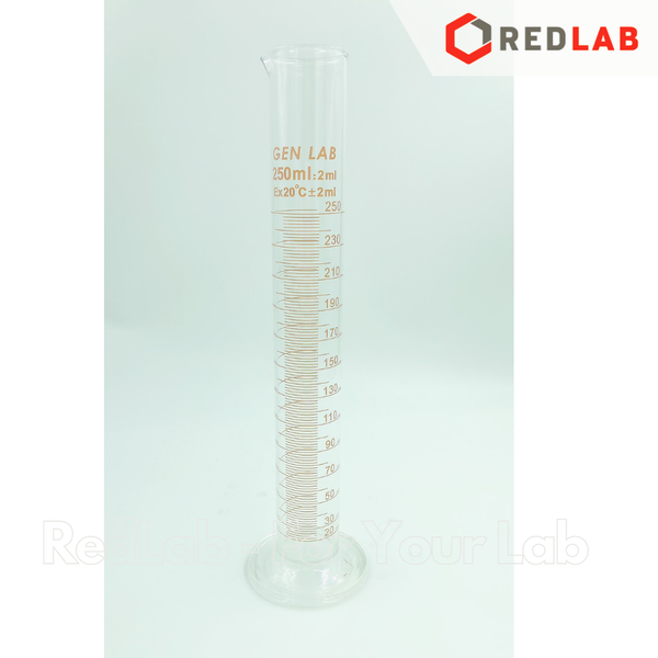 Ống đong thủy tinh GENLAB 10 25 50 100 250 500 1000 2000 ml đáy tròn, chia vạch nâu, đong mẫu thí nghiệm, có VAT