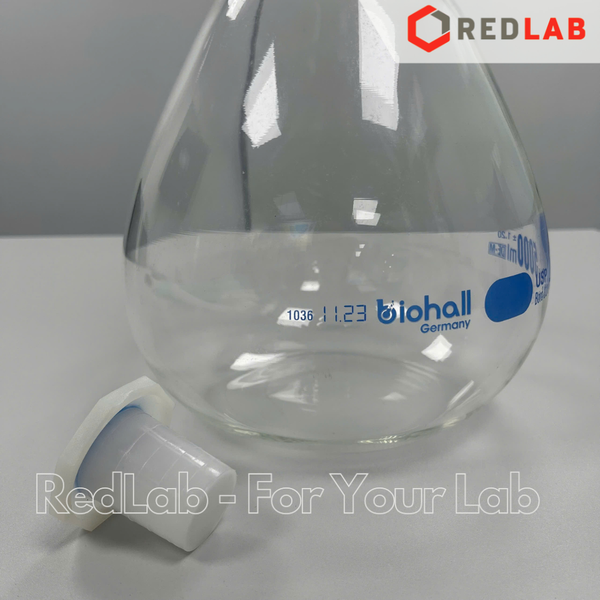 Bình định mức trắng BIOHALL chuẩn USP 1 2 5 10 20 25 50 100 200 250 500 ml 1L 2L 5L 10L, class A, nút nhựa, vạch sơn xanh, có VAT