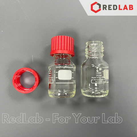 Nắp vặn đỏ GL45 GL32 GL25 nhựa PTFE chịu nhiệt cho chai trung tính, DURAN 292402807, có VAT