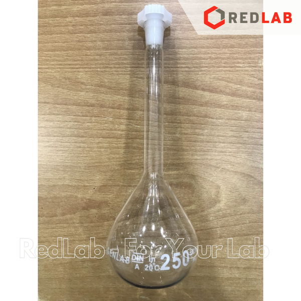 Bình định mức trắng nút nhựa GENLAB 5 10 20 25 50 100 200 250 500 1000 2000 ml, dùng định mức mẫu thí nghiệm, có VAT