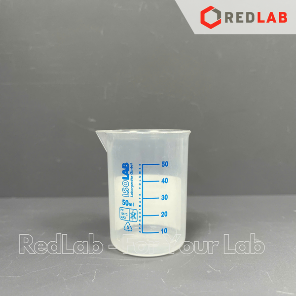 Ca nhựa PP không quai vạch sơn xanh ISOLAB 50 100 250 500 1000 2000 ml, cốc đong hóa chất chịu nhiệt, có VAT