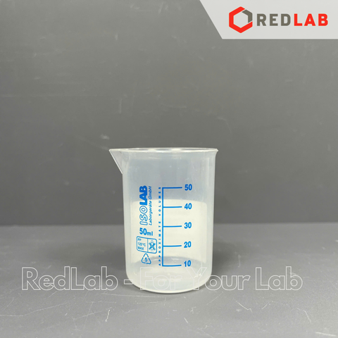 Ca nhựa PP không quai vạch sơn xanh ISOLAB 50 100 250 500 1000 2000 ml, cốc đong hóa chất chịu nhiệt, có VAT
