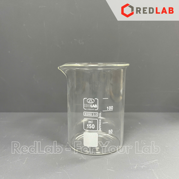 Cốc thủy tinh thấp thành ISOLAB 10 25 50 100 150 250 400 600 ml 1L 2L 5L, beaker - cốc đốt chịu nhiệt boro 3.3, có VAT