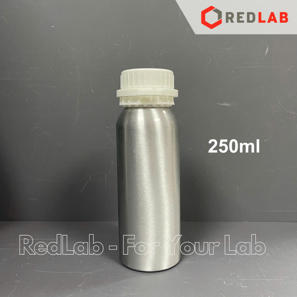 Chai nhôm 50 100 250 500 1000 ml, nắp khóa nhựa trắng, nắp đệm hạn chế bay hơi, có VAT