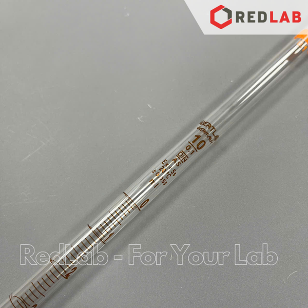 Pipet thẳng vạch nâu WERTLAB Class AS 1 2 5 10 20 25 ml, zero trên đỉnh, ống hút thủy tinh kẻ vạch thí nghiệm, có VAT