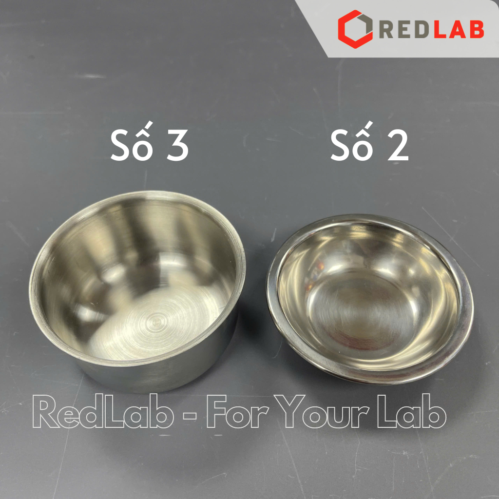 Chén inox thí nghiệm số 2 Ø8.5x2cm, số 3 Ø8.5x4cm, dùng trong lab, có VAT