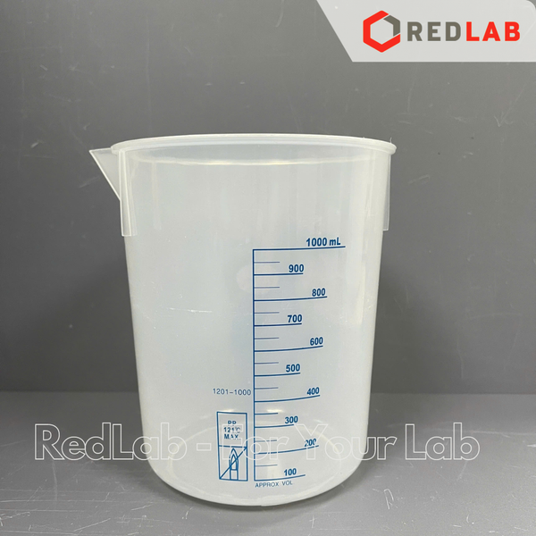 Ca nhựa PP không quai vạch in xanh ONELAB 50 100 250 500 1000 2000 3000 5000 ml, cốc đong thí nghiệm, chịu nhiệt, có VAT