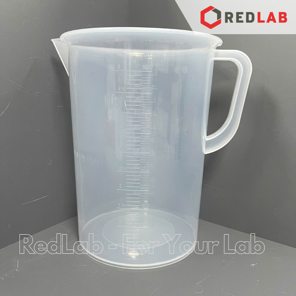 Ca nhựa PP có quai vạch nổi trắng ONELAB 100 250 500 1000 2000 3000 5000 ml, cốc đong thí nghiệm, chịu nhiệt, có VAT