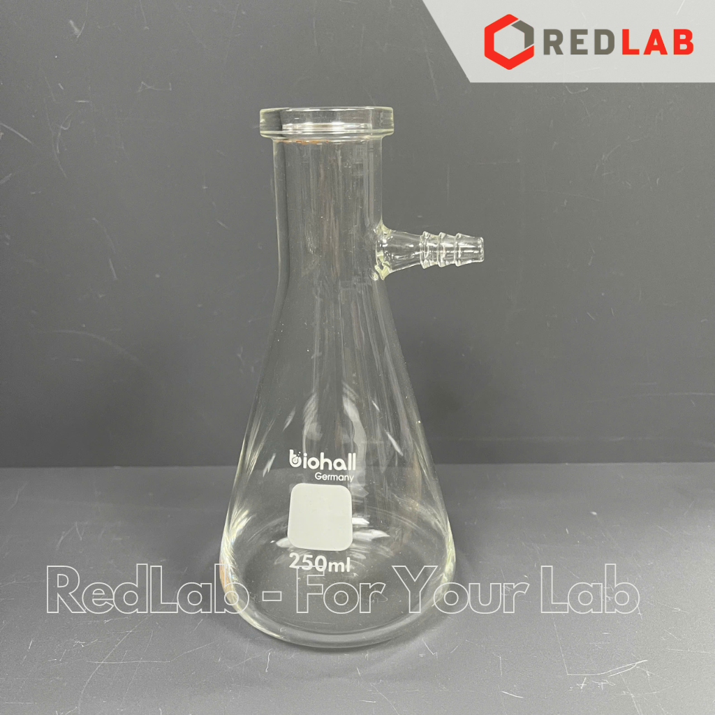 Bình tam giác có vòi BIOHALL 25 50 100 250 500 ml 1L 2L 3L 5L 10L 20L, Filter flask mark trắng, có VAT