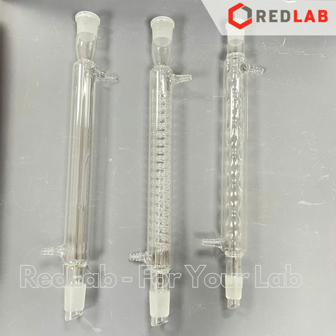 Ống sinh hàn thẳng, bóng, xoắn GENLAB 300mm, 2 cổ nhám 24/29 hoặc 29/32, dùng trong thí nghiệm chưng cất, ngưng tụ, có VAT