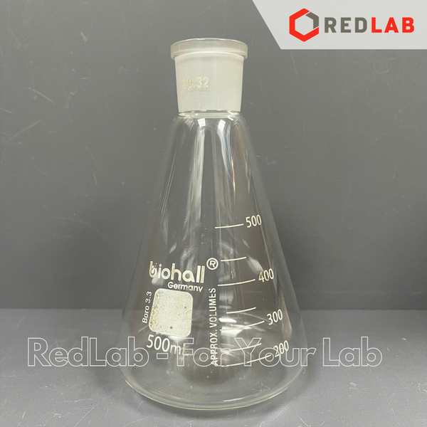 Bình tam giác thủy tinh cổ nhám BIOHALL 25 50 100 150 200 250 300 500 1000 ML - NS 14/23 19/26 24/29 29/32 34/35, có VAT