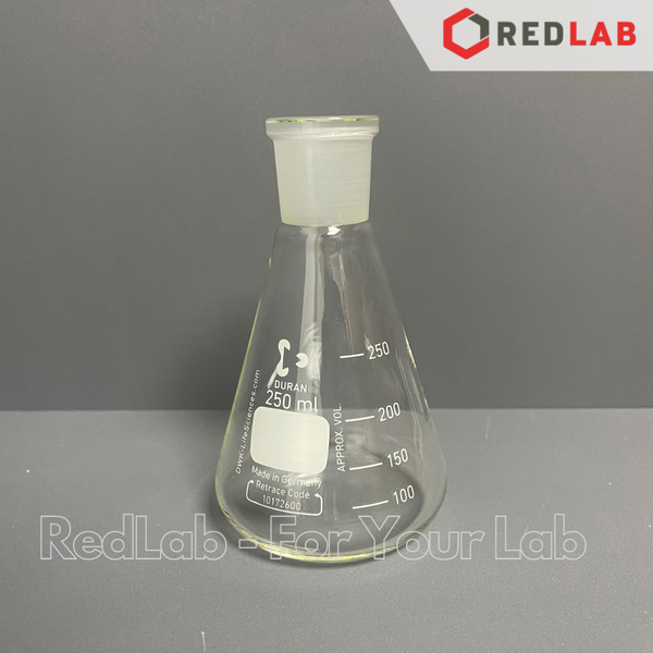 Bình tam giác cổ nhám 24/29 29/32 DURAN Class A 100 250 500 1000 ml, chưa gồm nút, Erlenmeyer with Joint, có VAT