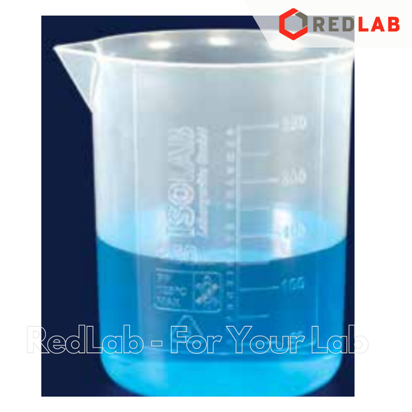 Ca nhựa PP không quai vạch nổi trắng ISOLAB 25 50 100 250 500 1000 2000 ml, cốc đong mẫu thí nghiệm, beakers, có VAT