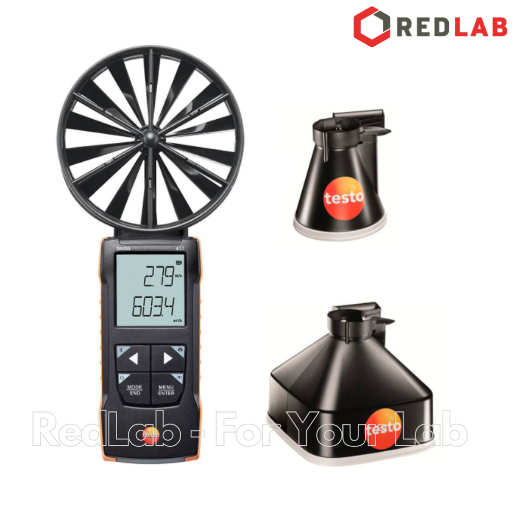 Máy đo vận tốc gió Kết nối App và bộ phễu TESTO 417 Kit 1 (0563 0417) dải đo 0,3 đến 20 m/s, chính hãng, có VAT