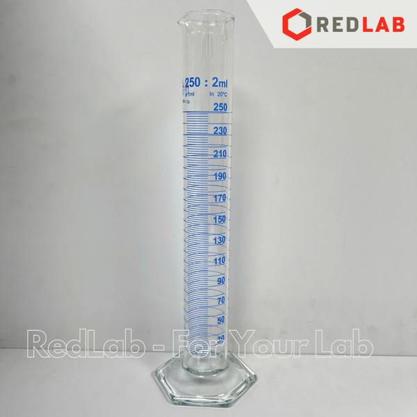 Ống đong thủy tinh SIMAX Class A 5 10 25 50 100 250 500 1000 ml, đế lục giác, vạch xanh, Measuring Cylinder, có VAT
