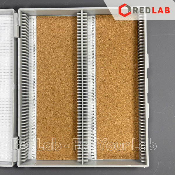 Hộp đựng lam kính hiển vi GREETMED 50 / 100 vị trí, slide box dùng lưu trữ lam trong thí nghiệm, xét nghiệm, có VAT