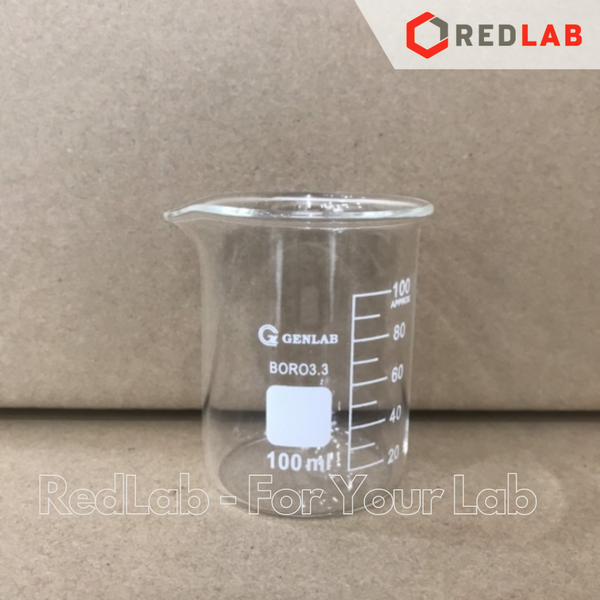 Cốc đốt thủy tinh thấp thành GENLAB 10 25 50 100 250 500 1000 ml 2 3 5 10 L, beaker thí nghiệm có mỏ, chịu nhiệt, có VAT