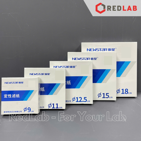 Giấy lọc định tính NewStar Ø 7 9 11 12.5 15 18 cm (hộp 100 tờ) chảy trung bình 102, giấy lọc thí nghiệm, có VAT
