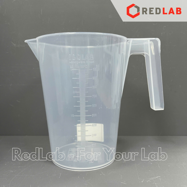 Ca nhựa PP có quai nửa vạch nổi trắng ISOLAB 250 500 1000 2000 3000 ml, cốc đong mẫu thí nghiệm, beakers with handle, có VAT