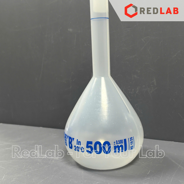 Bình định mức nhựa PP trắng ISOLAB Class B 25 50 100 250 500 1000 ml, plastic volumetric flask, có VAT
