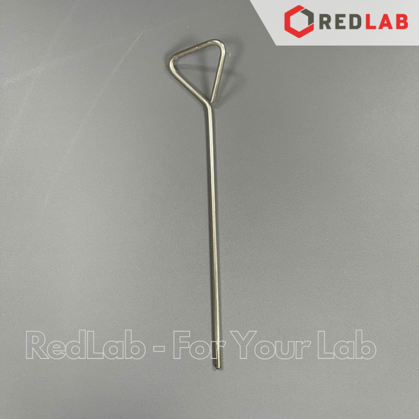 Que trang inox 15cm (que cấy trải vi sinh / que tam giác) dùng trong thí nghiệm nuôi cấy nấm men vi sinh, có VAT