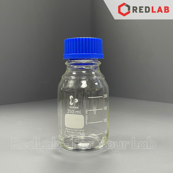 Chai trung tính trắng DURAN Class A 25 50 100 150 250 500 750 ml, 1 2 3.5 5 L nắp vặn PP xanh GL 25 32 45, có VAT