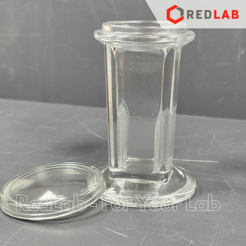Hộp nhuộm lam kính dạng Coplin DINLAB staining jar Coplin type, cho 5 lam 76x26 mm, thuỷ tinh soda-lime, có VAT