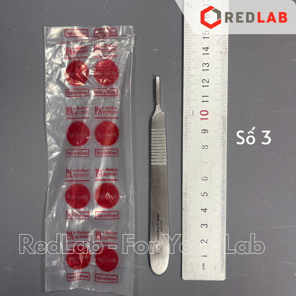 Cán dao mổ phẫu thuật Pakistan số 3 4 7, dùng trong lab thí nghiệm, có VAT