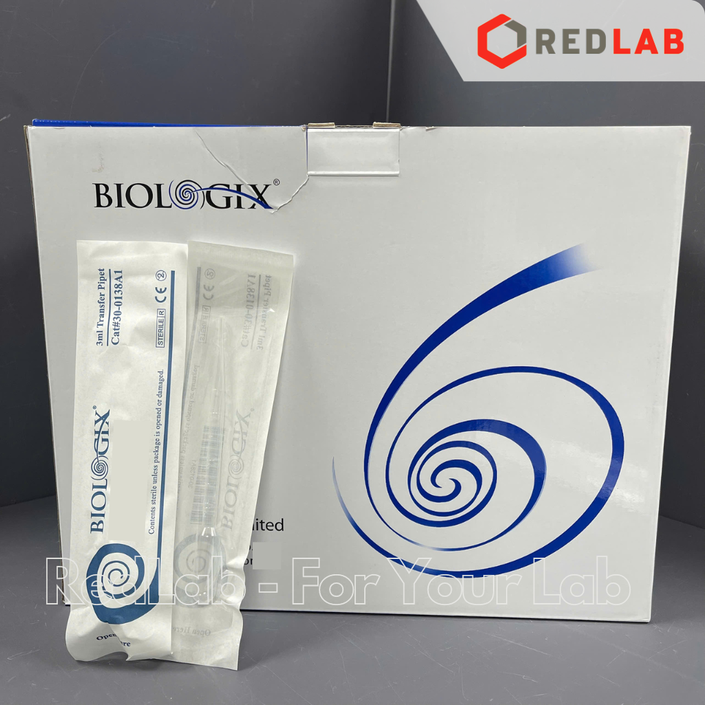 Pipet pasteur nhựa 3ml Individually sterile BIOLOGIX 30-0138A1 ống hút nhỏ giọt thí nghiệm, dài 160mm, chia vạch, có VAT