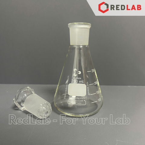 Bình tam giác cổ nhám 24/29 29/32 DURAN Class A 100 250 500 1000 ml, chưa gồm nút, Erlenmeyer with Joint, có VAT