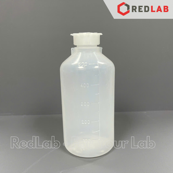 Chai nhựa PE trắng miệng hẹp, nắp vặn, chia vạch nổi KARTELL 125 250 500 1000 2000 ml, narrow neck bottle, có VAT